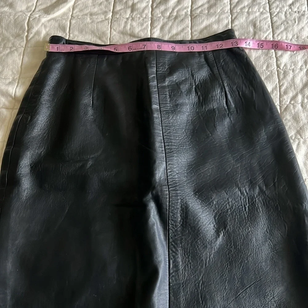 Vintage Black Leather Skirt - Picture 3 of 8